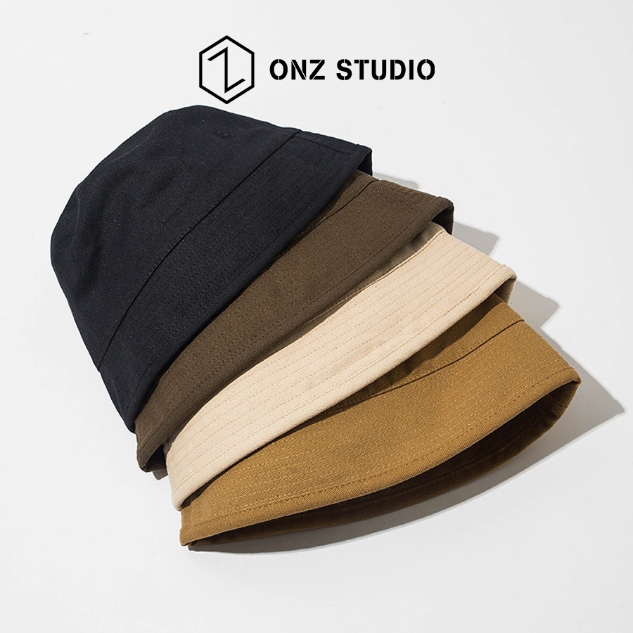Nón bucket ONZ STUDIO cotton dày dặn - Mũ xô nam nữ cotton vành cụp phong cách Ulzzang Hàn Quốc MB04