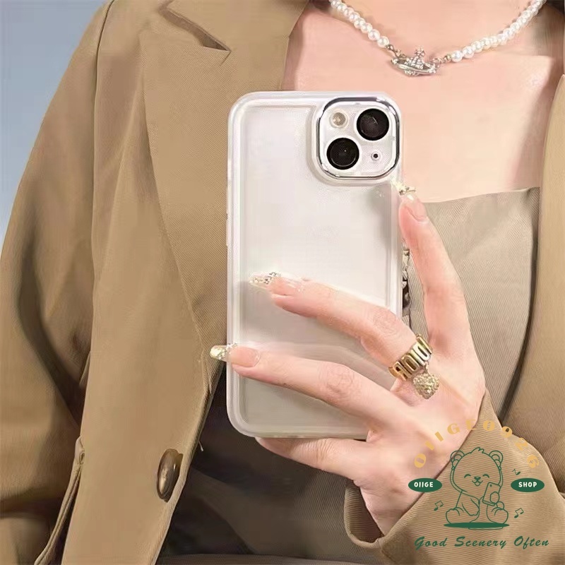 Ốp Điện Thoại TPU Mềm Có Vòng Kim Loại Màu Trơn Bảo Vệ lens Cho Iphone 13 12 11 Pro Max Xs Max Xr 8 7Plus Màu Sắc