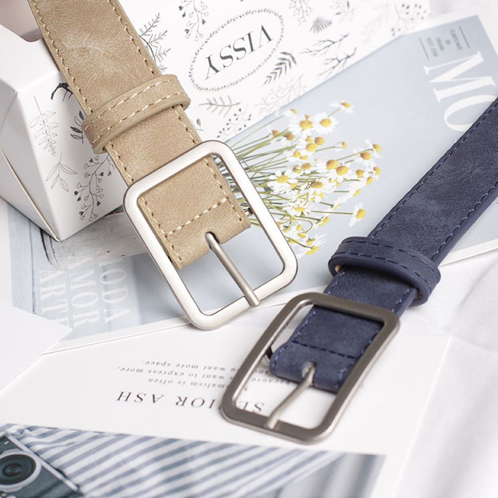 Thắt lưng da khóa kim loại hình vuông nhiều màu tùy chọn phong cách Hàn Quốc cổ điển thời trang cho nữ