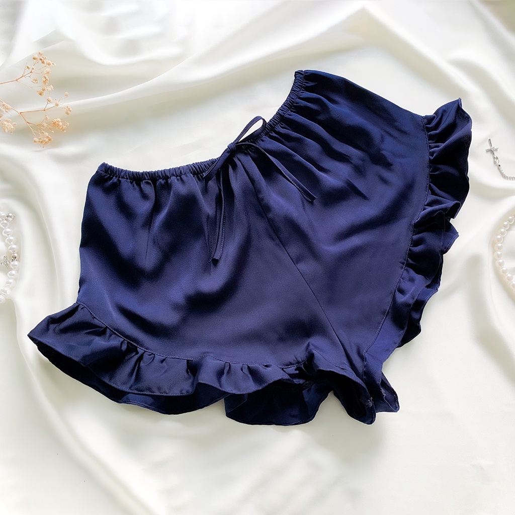 Quần Đùi Lụa Mặc Nhà Nữ Trơn Bèo La Pijama LQD02