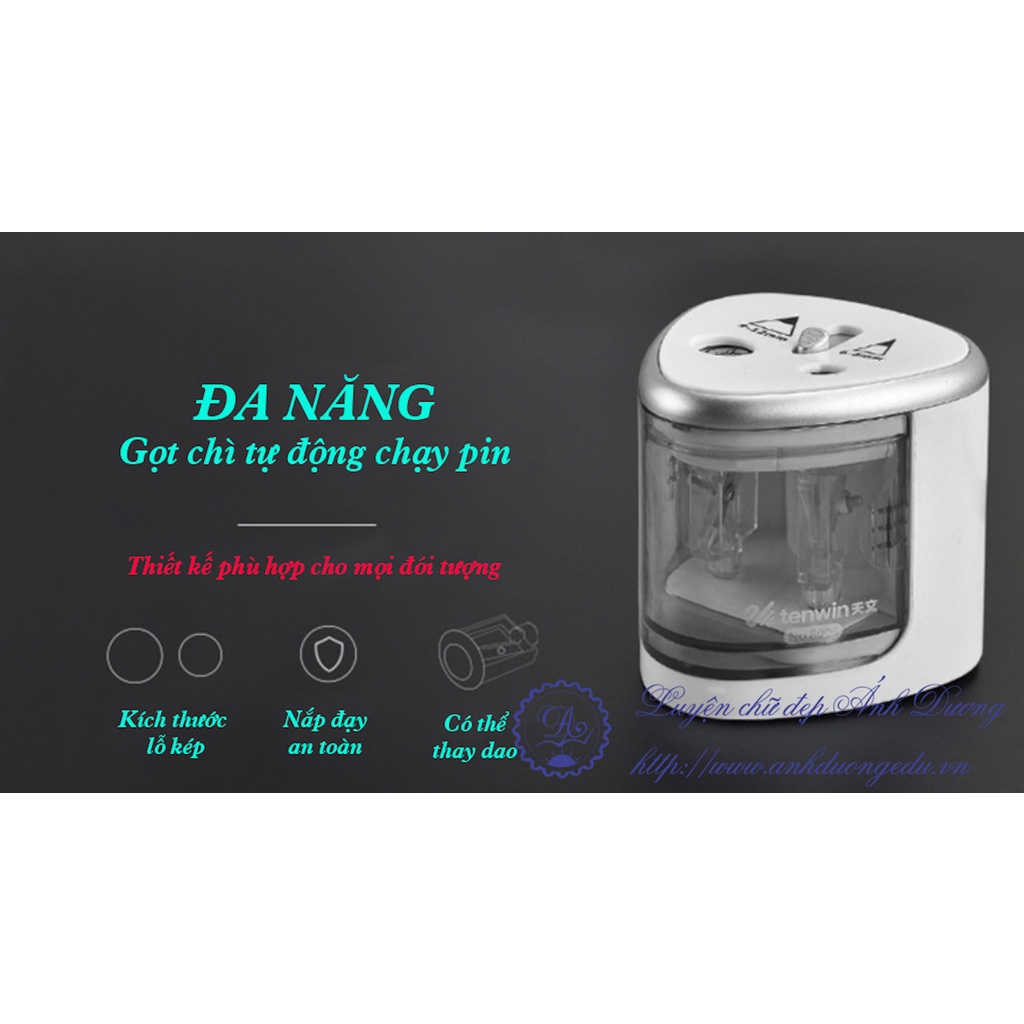 Gọt chì thông minh - Gọt chì tự động chạy pin 2 lỗ Tenwin