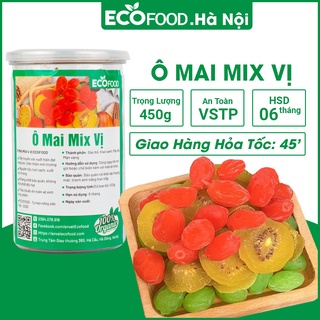 Ô mai mix mận đỏ đào bổ kiwi xanh mận vàng 450G ecofood ô mai việt nam an toàn vệ sinh thực phẩm