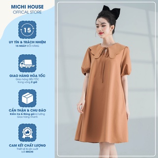 Đầm Suông A Dáng Xòe Nhẹ Michi House Váy Xuông Cổ Sen Dáng Dài Đến Gối Che Khuyết Điểm Tốt Freesize Bầu Mặc Xinh V497