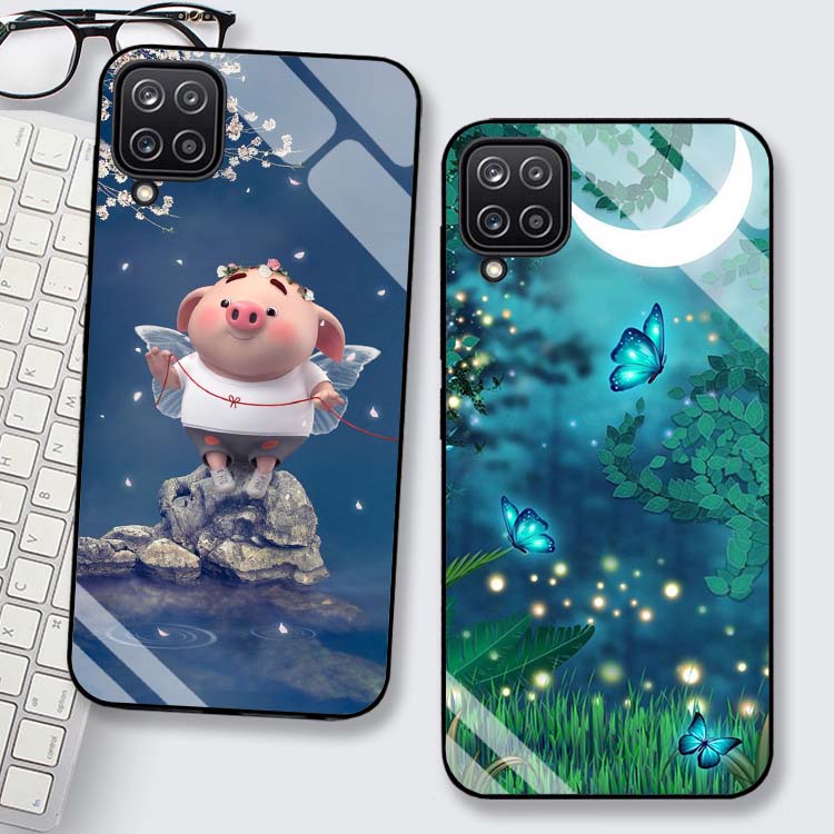 Ốp Lưng Samsung A12, A22 4G, A22 5G, M12, M22 Lưng kính cường lực Sang Trọng, Sáng Bóng