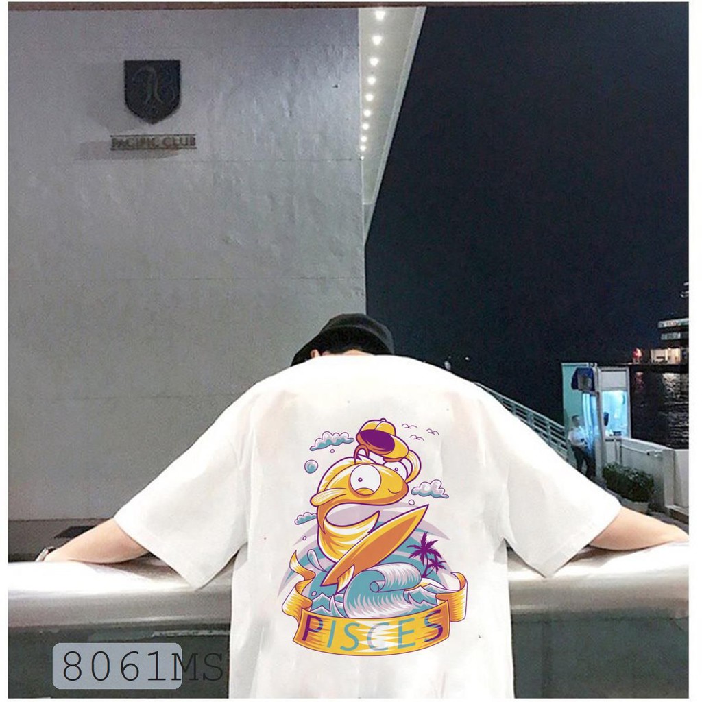 ÁO THUN UNISEX SONG NGƯ Pisces 12 CUNG HOÀNG ĐẠO AOMI 8061MS TAY NGẮN TAY LỠ NAM NỮ CHẤT VẢI LOẠI MỘT