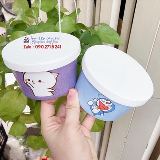 50 Tô giấy 400ml nhiều màu nắp giấy đựng kem, chè, bông lan trứng muối