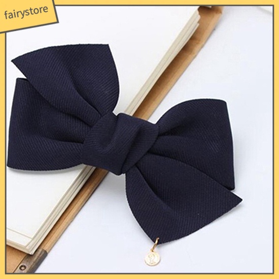 Kẹp Tóc Hình Nơ Vải Trơn Màu Đơn Giản Thanh Lịch Dành Cho Nữ
