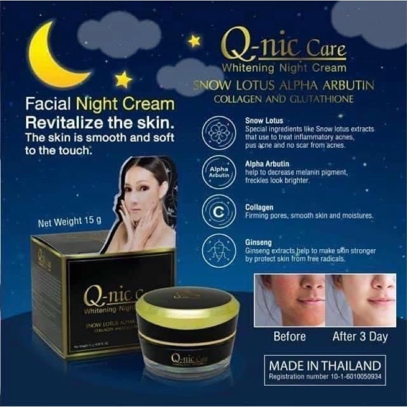 Kem dưỡng trắng da ban đêm giảm được nám , tàn nhang Qnic care