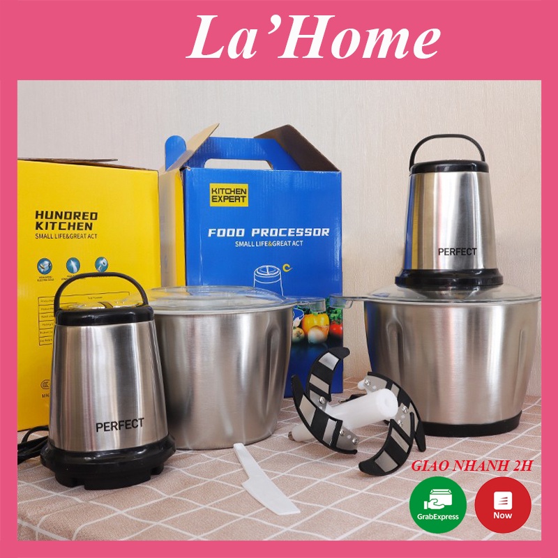 Máy xay thịt đa năng La'Home, máy xay đa năng Kitchen Expert cối Inox 4 lưỡi