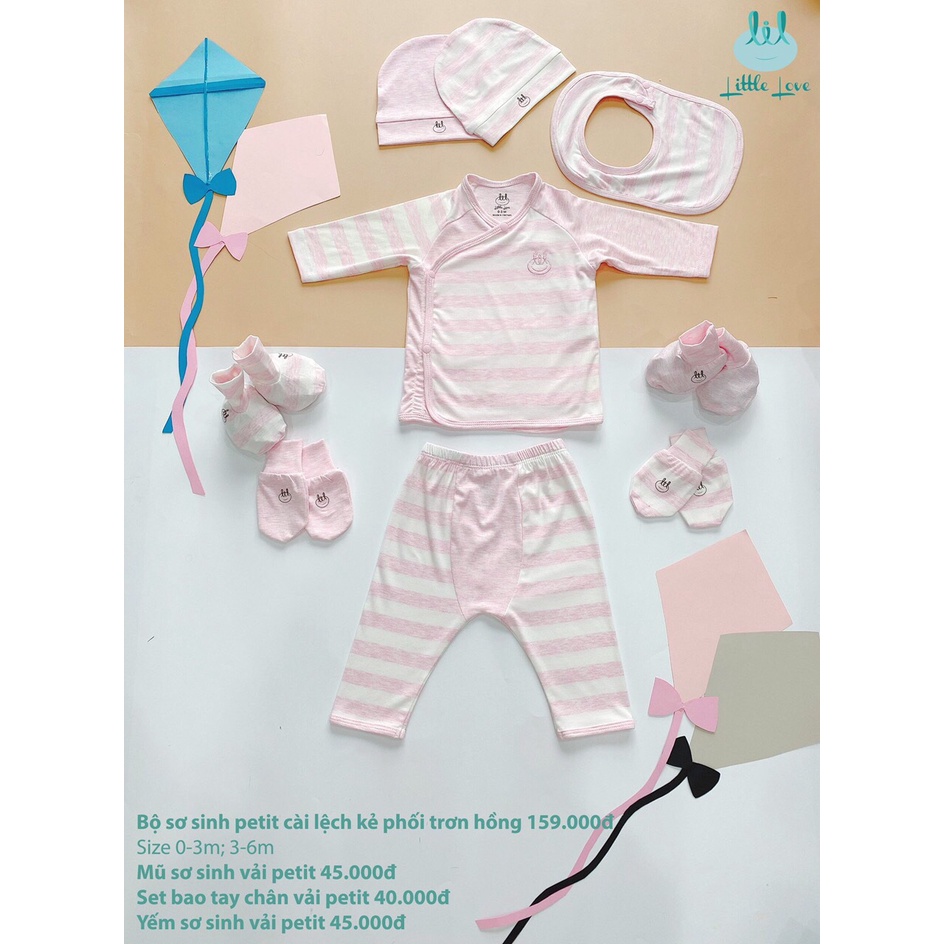 [CHÍNH HÃNG] Bộ sơ sinh cài lệch , body , cúc thẳng dài tay Little Love (Bán rời phụ kiện)