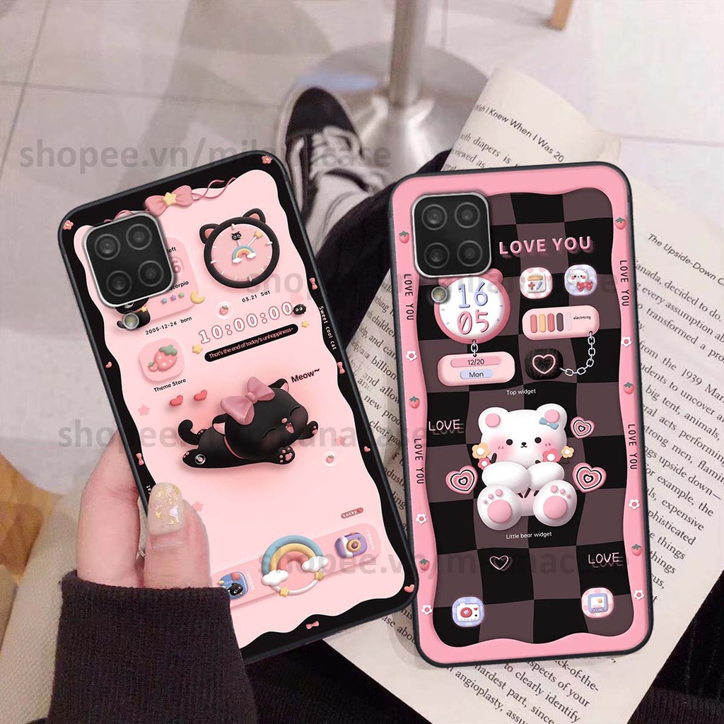 Ốp Samsung A12 / M12 hình đồng hồ icon gấu mèo cute cực dễ thương ngộ nghĩnh