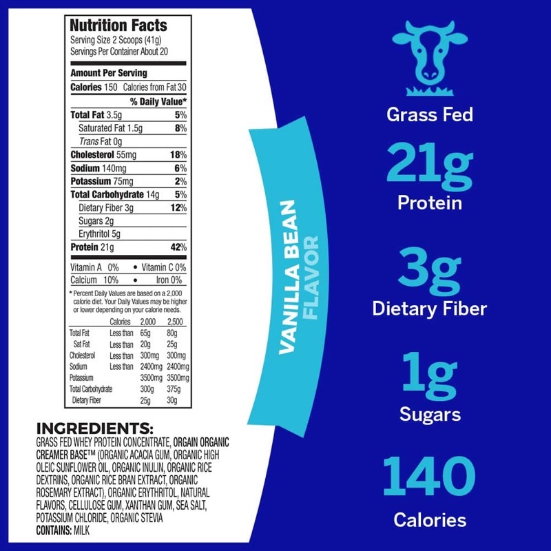 ☘️[HSD 05/2022] Bột Đạm Orgain Clean Whey Grass Fed Protein Powder 828g Vanilla &amp; Chocolate☘️