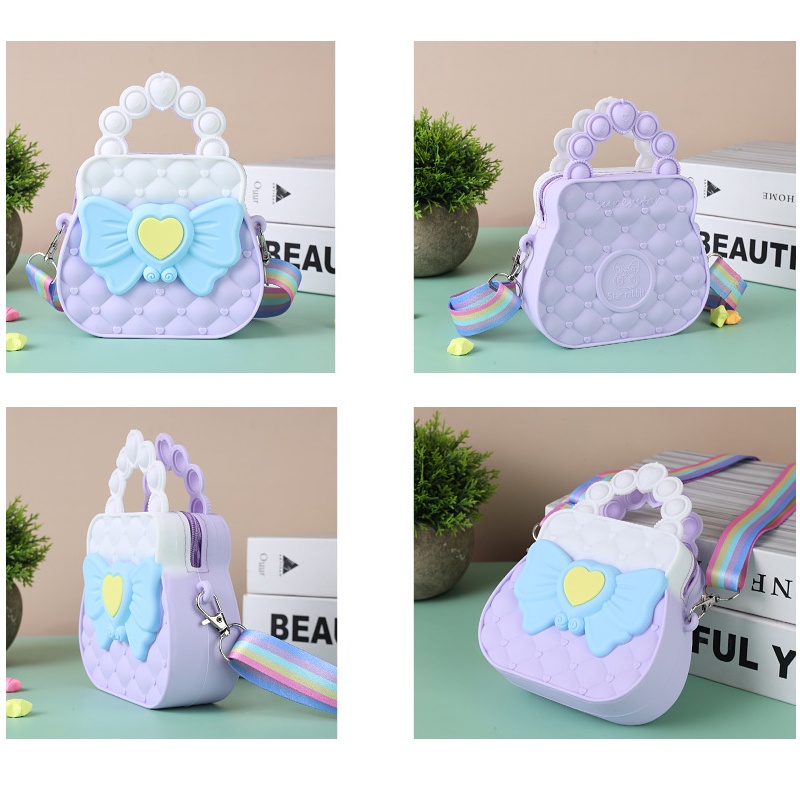 Pop It Đồ Chơi Túi Xách Đeo Chéo Vai Giảm Căng Thẳng Bong Bóng Silicone Dành Cho Bé Gái