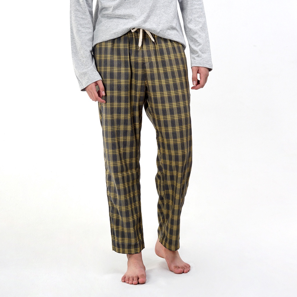 Quần dài nam SAYME quần mặc nhà ống rộng cạp chun kẻ caro MBTR0008