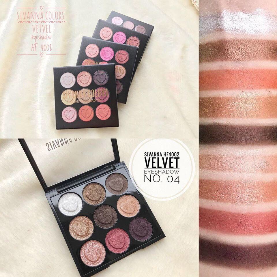 Phấn mắt SIVANNA COLORS Velvet Eyeshadow 9 ô HÀNG CHUẨN THÁI LAN