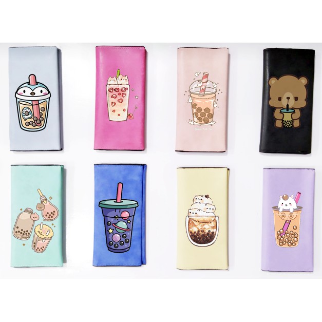 Ví trà sữa da lộn dạng dài VLDI35 bóp cầm tay boba tea bóp cầm tay cute dễ thương