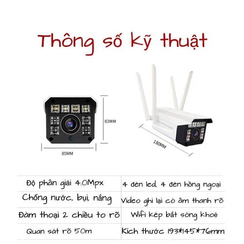 [COMBO] Camera Yoosee Ngoài Trời Wifi 4 Râu 3.0 Chông Nước Xem Đêm Có Màu Kèm Thẻ Nhớ 32GB/64GB/128GB