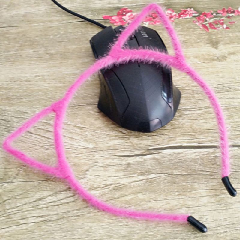 Băng Đô Tai Mèo Bằng Vải Bông Co Giãn Màu Trơn Họa Tiết Da Báo Dễ Thương Dành Cho Bạn Nữ