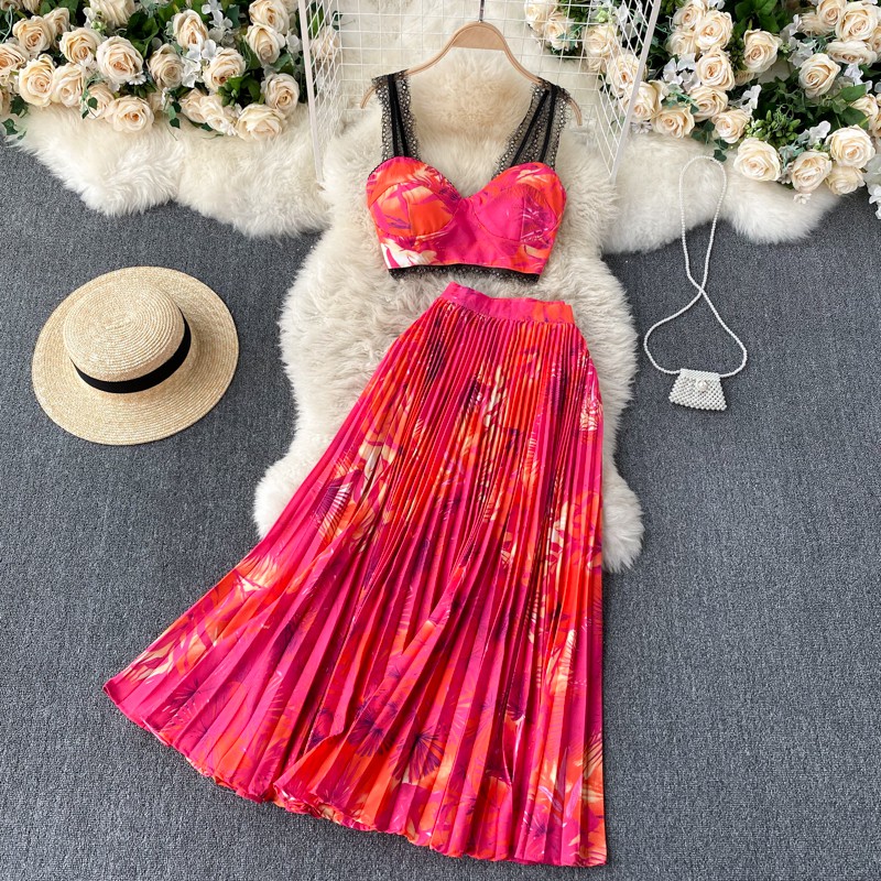 Set áo croptop_VIỀN REN_phối chân váy_XẾP LY_đi chơi đi biển đẹp dã man giá_RẤT RẺ_