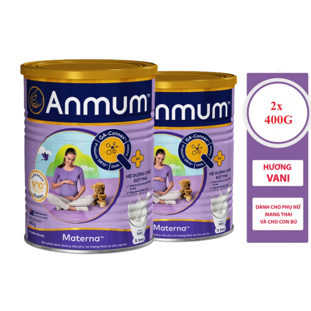 Combo 2 Sữa Bột Anmum Materna Hương Vanilla 400g/lon