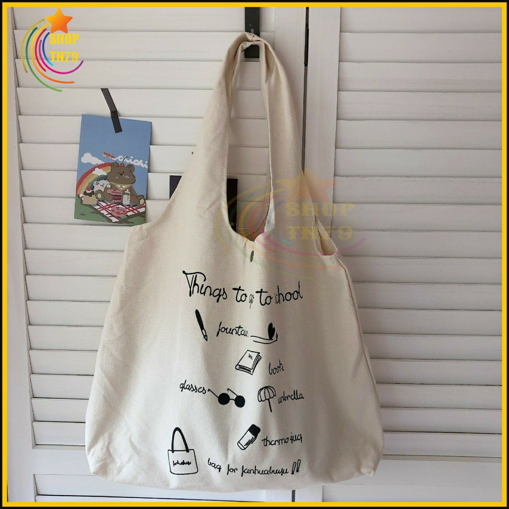 Túi đeo vai thời trang vải canvas mềm loại to đi hoc , đi chơi , đi làm đều rất đẹp - THING GO