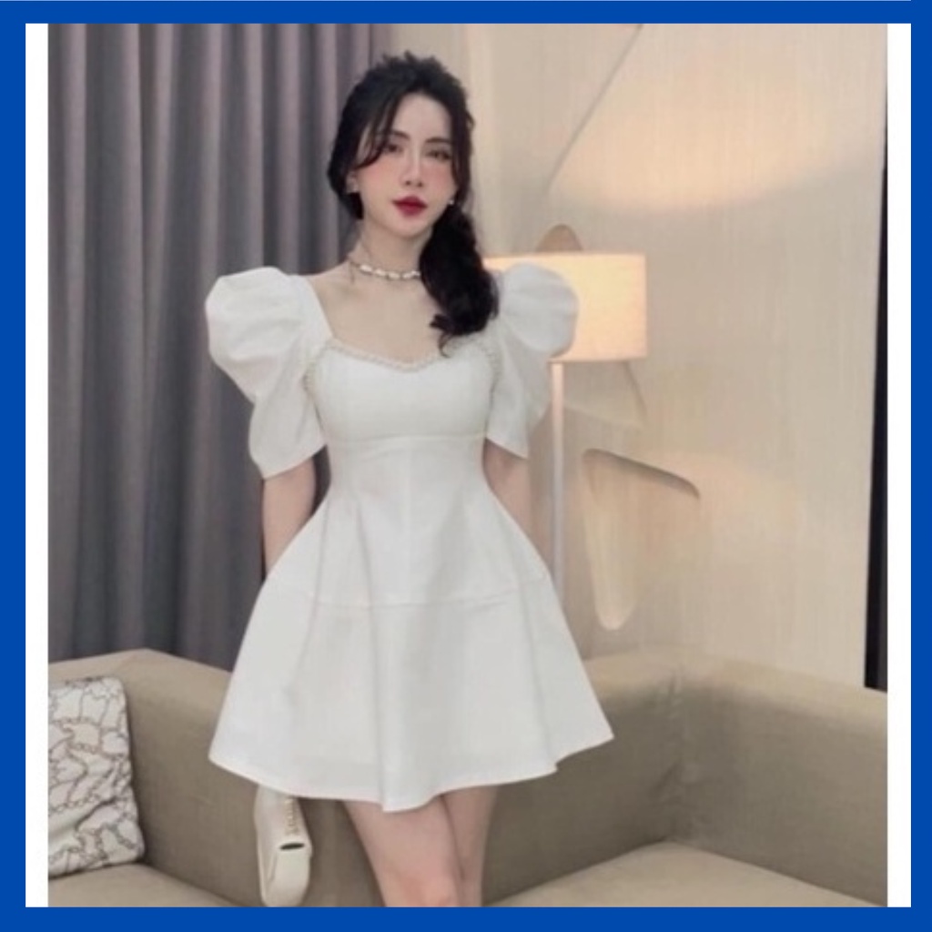 Đầm thiết kế. đầm dự tiệc tay bồng dáng xòe ôm eo siêu xinh . - kameco