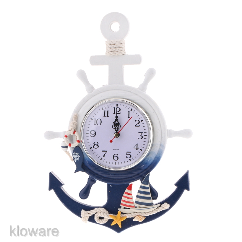 Đồng Hồ Treo Tường Hình Bánh Xe Và Mỏ Neo Phong Cách Biển 33cm