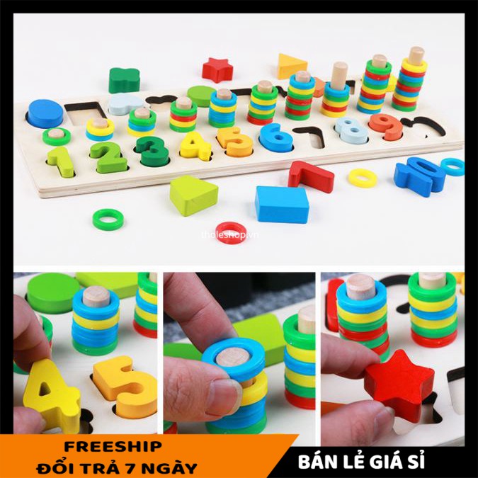 Bảng gỗ ghép số SALE ️ Bảng gỗ ghép số và hình (2 mẫu ) làm từ gỗ và sơn an toàn cho bé khi chơi, bắt mắt 6408