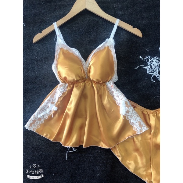 Đồ Ngủ Sexy Nữ - Đồ Ngủ Nữ Sexy Phối Ren Có Mút Ngực Free Size 40-55kg ( video+ ảnh thật)