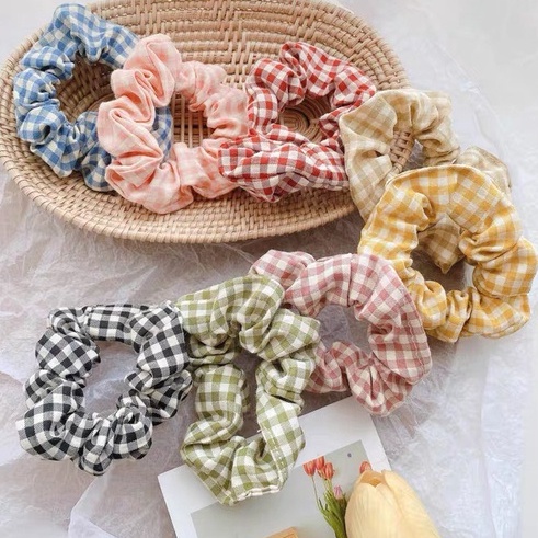 Buộc tóc scrunchies nhiều màu sắc Caro