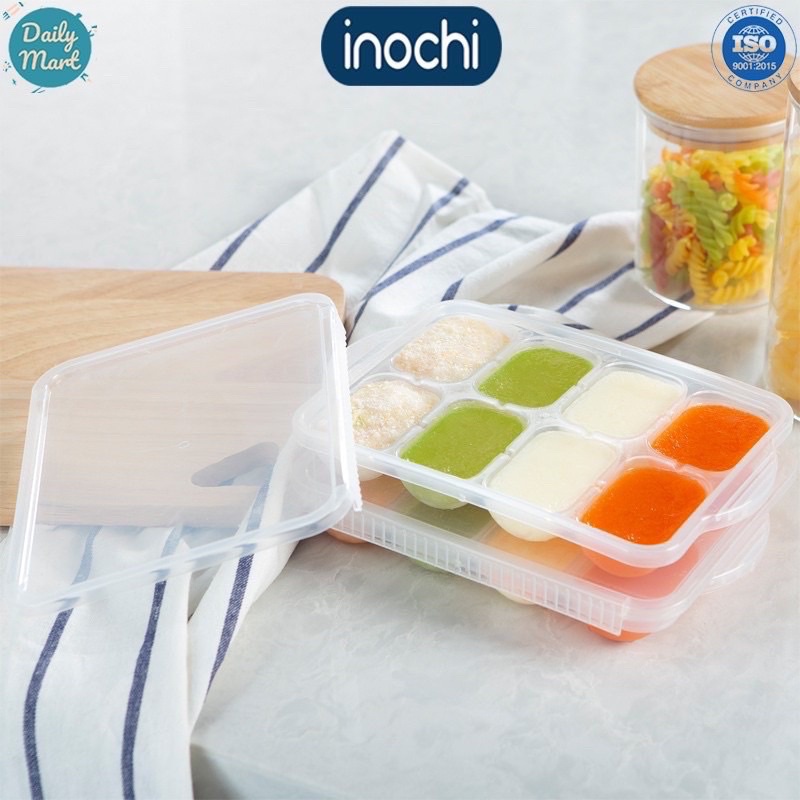 Khay trữ đông đồ ăn dặm cho bé, khay bảo quản đồ ăn dặm Inochi có nắp đậy an toàn vệ sinh tiện lợi