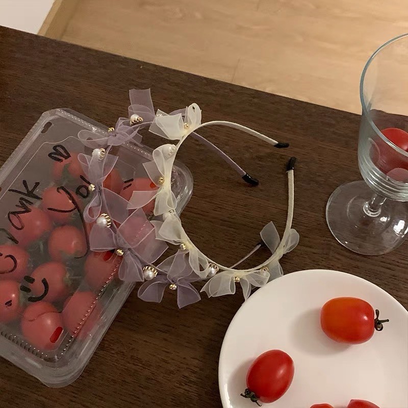 Bờm tóc nơ đính đá và hạt giả ngọc mã SD-92