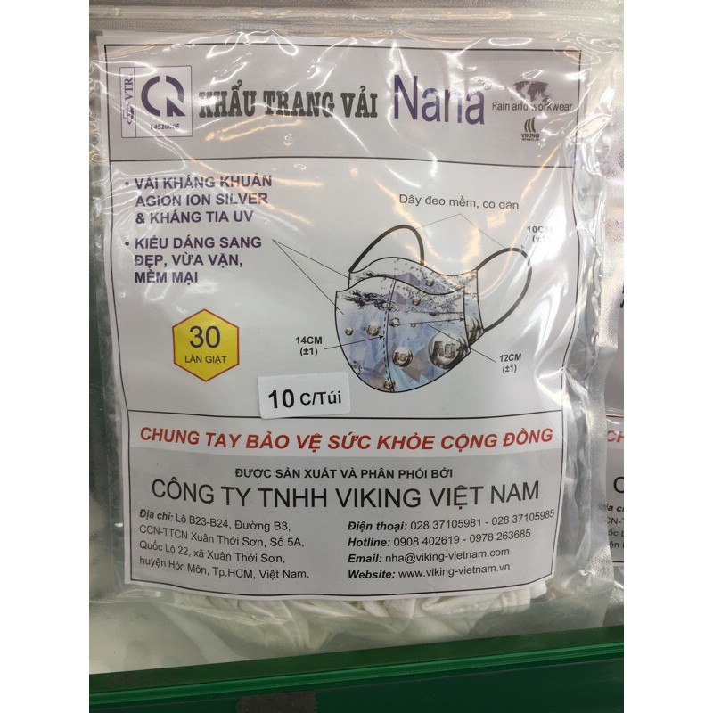 Khẩu trang vải kháng khuẩn 10 cái Nana | BigBuy360 - bigbuy360.vn