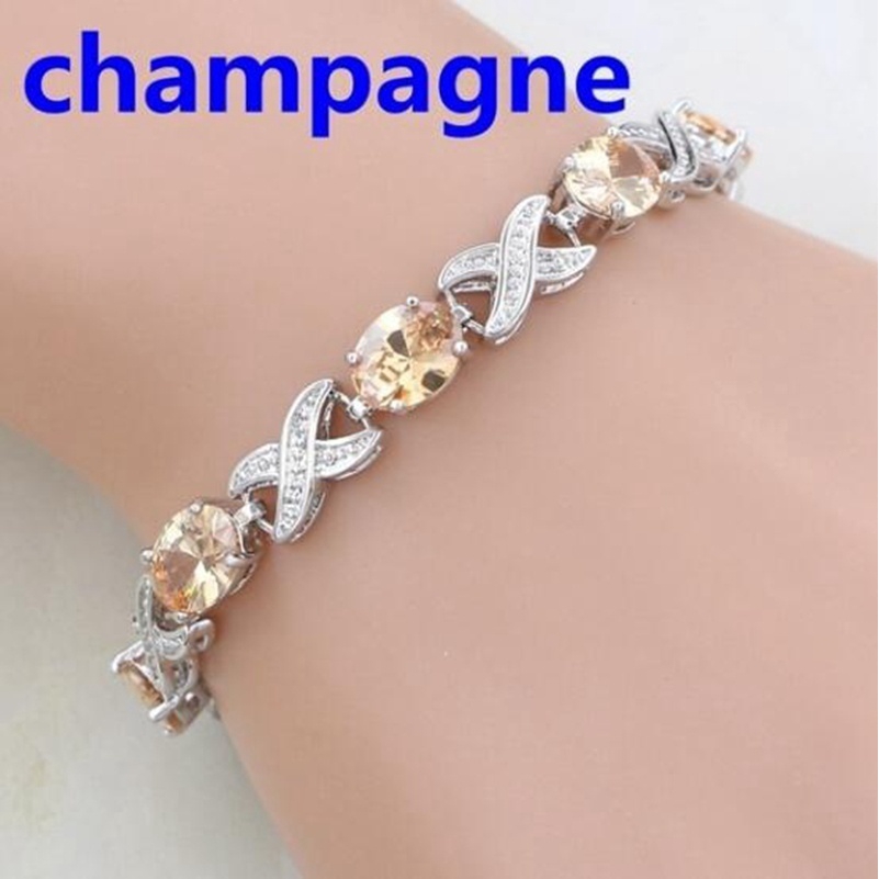 Vòng tay nữ đính đá hình oval hồng ngọc / đỏ thời trang