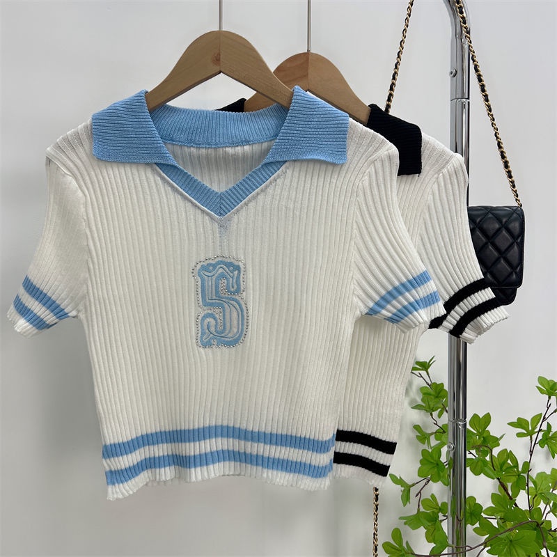 Áo sweater Ngắn Tay In Chữ Màu Sắc Trẻ Trung Cho Nữ
