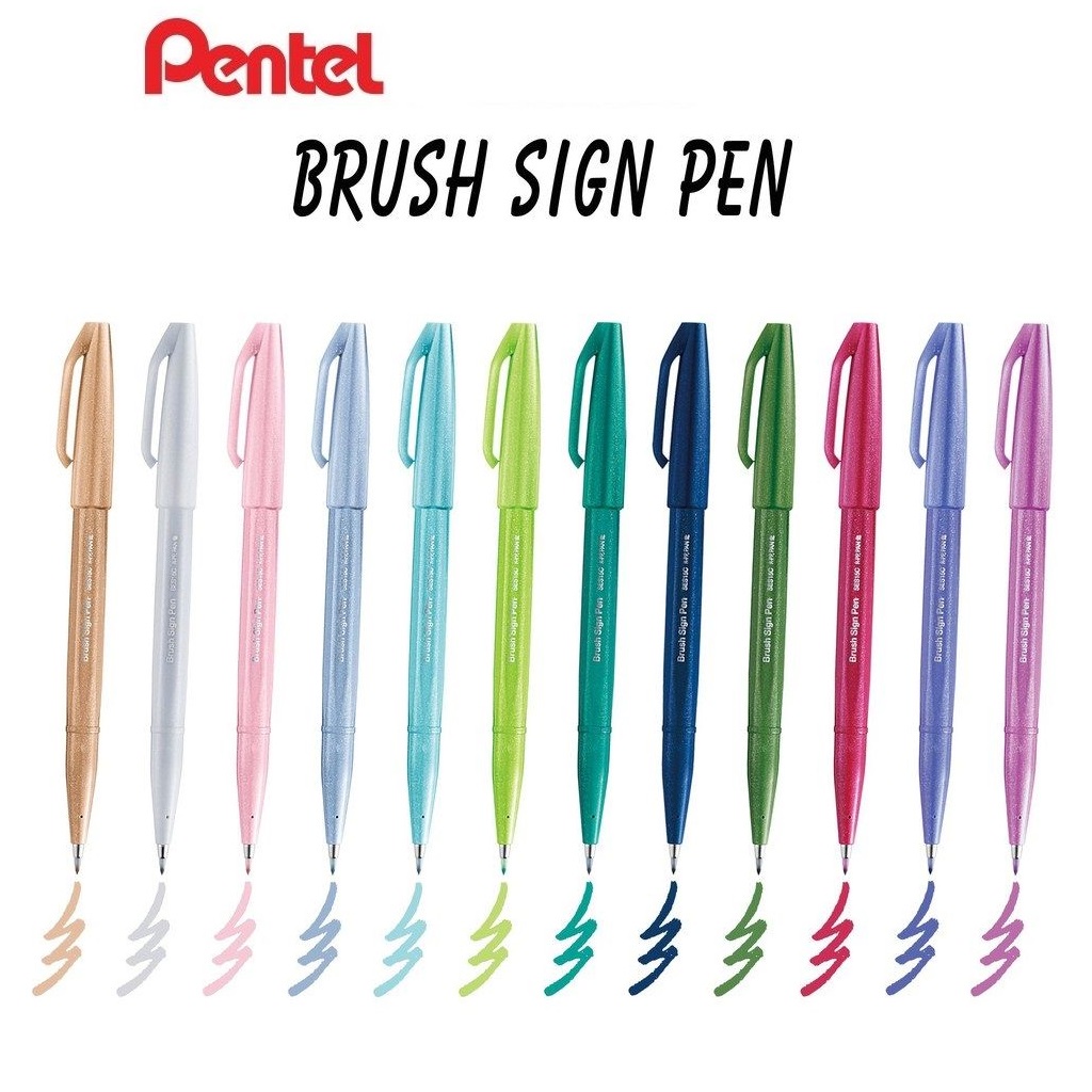 Bút lông viết thư pháp hiện đại Brush Pentel SES15 màu mới - Calligraphy Fude Touch Sign - Bán lẻ theo màu