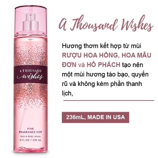 Xịt thơm A thousand wishes, Xịt body mist toàn thân hương thơm quyến rũ ngọt nhẹ
