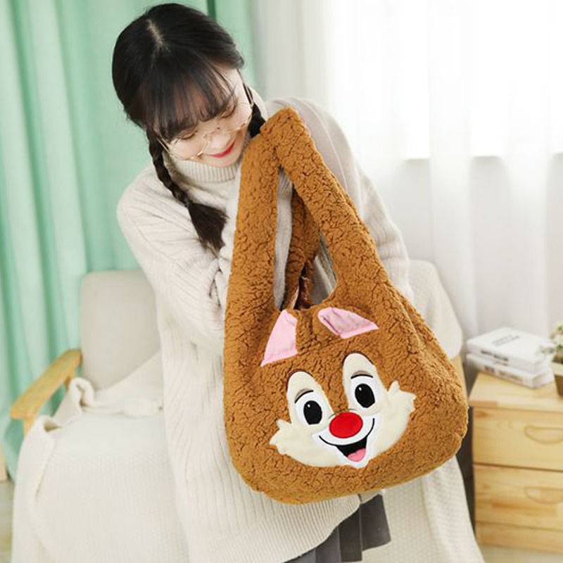 Túi Xách tote Nhung Lông Cừu Hình Mickey Stitch Winnie the Pooh Hàn Quốc Dễ Thương Cho Nữ CMX3