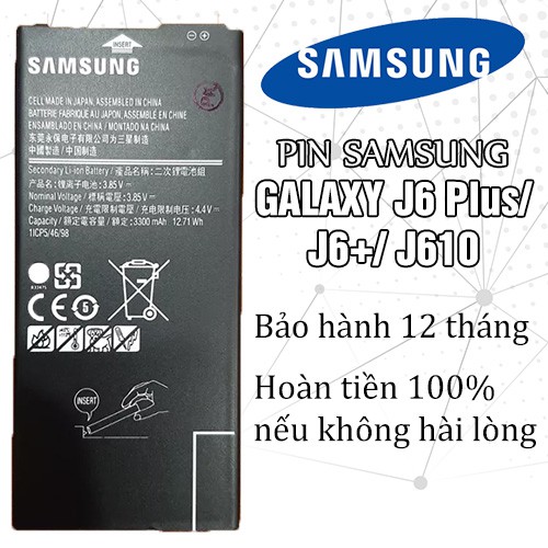 Pin Samsung Galaxy J6 Plus/ J6+/ J610 - Bảo hành 12 tháng - Hoàn tiền 100% nếu không hài lòng
