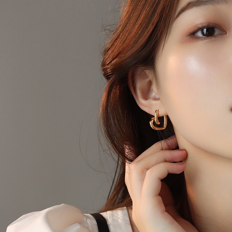 Khuyên Tai Bạc S925 Họa Tiết Trái Tim Đơn Giản Sáng Tạo Thời Trang Hàn Quốc Cho Nữ