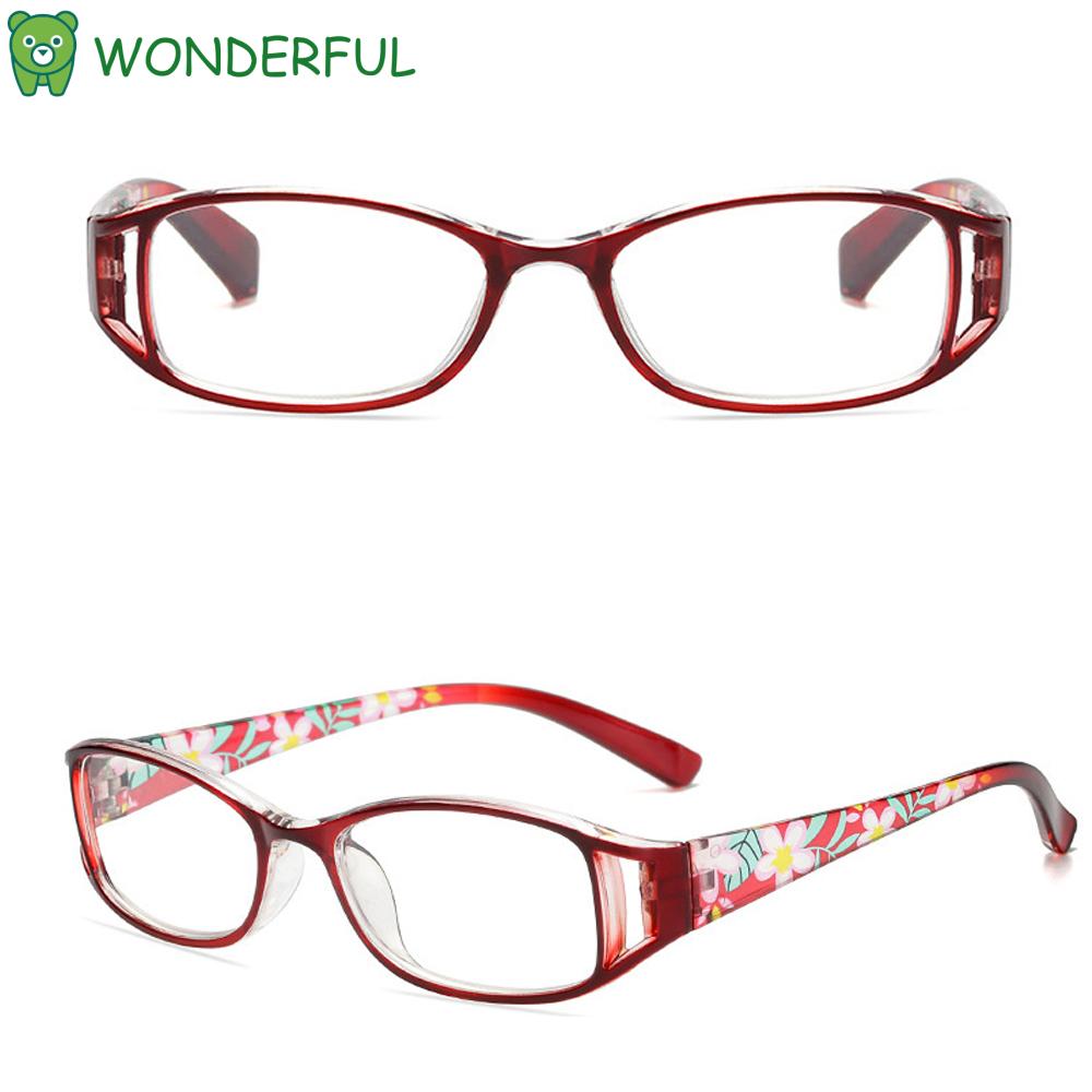 WONDERFUL Fashion Reading Glasses Elegant Eye Protection Anti-Blue Light Eyeglasses Women Portable Flowers Comfortable Vintage Ultra Light Frame Purple/Purple/Black