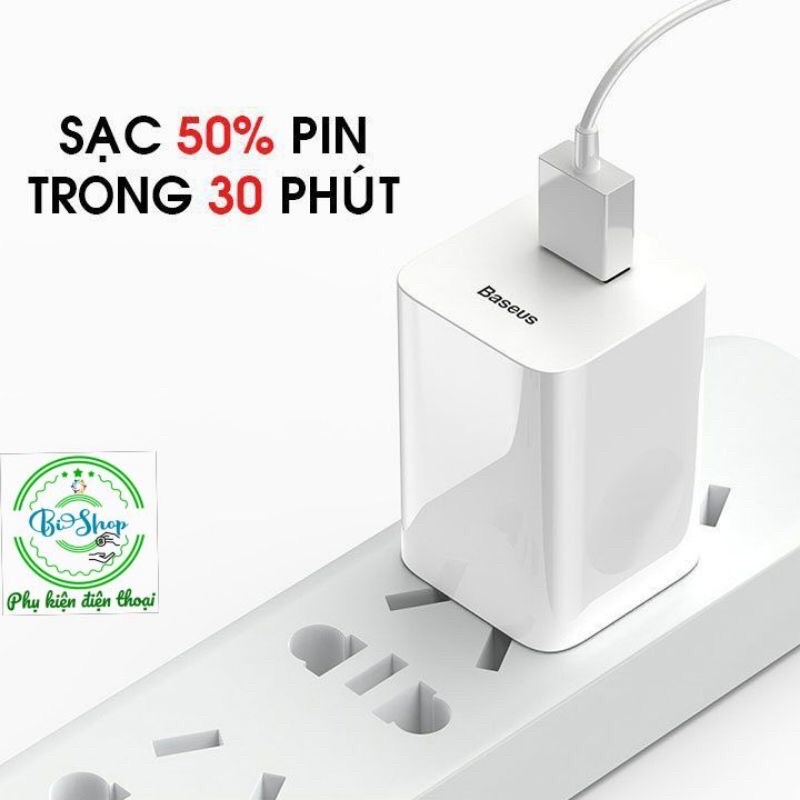 💥 Cốc sạc nhanh Baseus QC 3.0, Củ công suất max 24W (Trắng) - Nhanh gấp 4 lần cho Iphone Ipad, Samsung... - BH 1 đổi 1