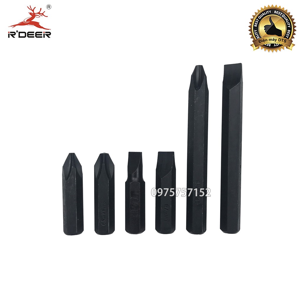 Bộ tô vít đóng 6 mũi cao cấp R’DEER RT-6B, thép CR-V tay cầm bọc cao su TPR , bộ tua vít đóng tự xoay đảo chiều