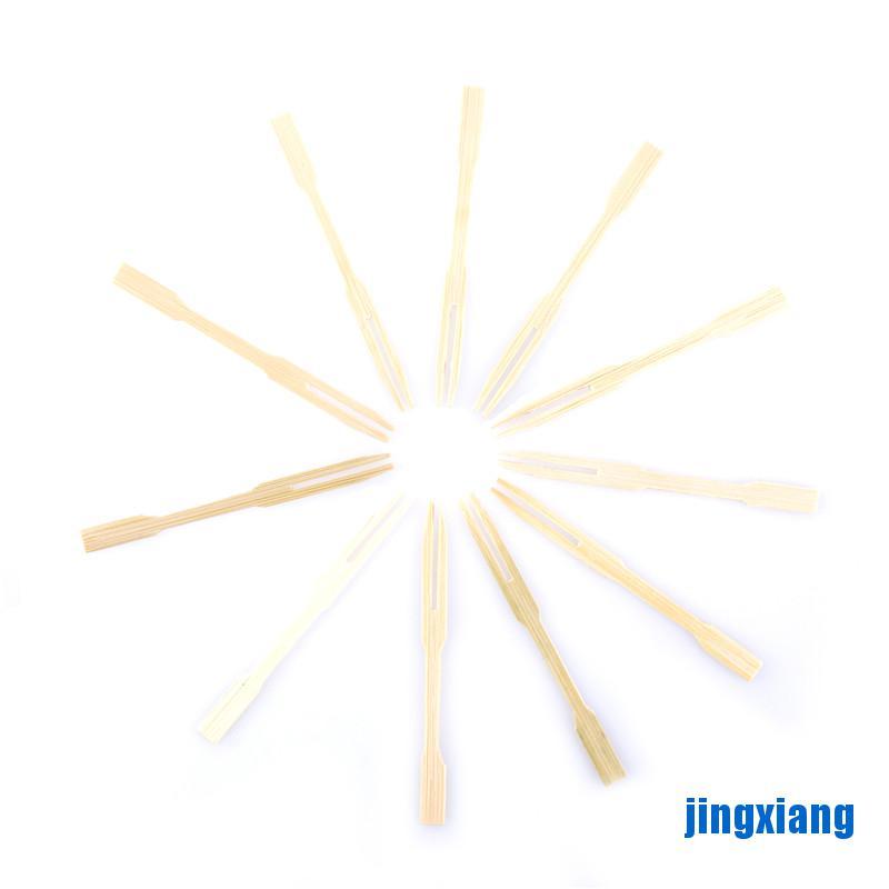 [jing] 80Pcs Bamboo Disposable Wooden Fruit Fork Dessert Forks Tableware Party Decor [vn]