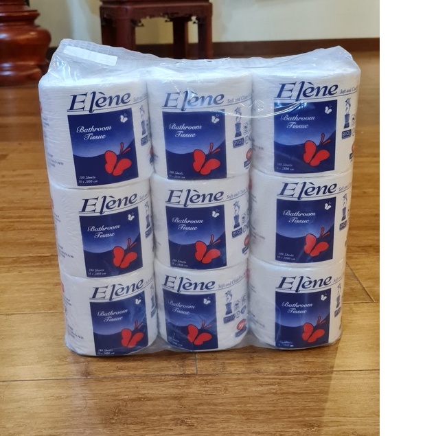 Giấy vệ sinh Elene 3 lớp 9 cuộn con bươm bướm chính hãng cho nhà hàng, quán ăn