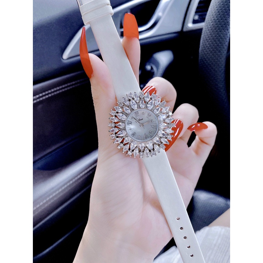 Đồng hồ nữ dây da, đồng hồ đeo tay nữ GULENA chính hãng cao cấp, đính đá cao cấp chuẩn kim cương nhân tạo siêu sang