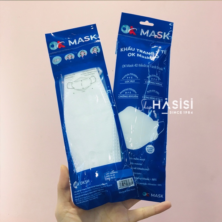 Khẩu Trang Y Tế OK MASK - 4D Medical Face Mask (Bịch 6 Cái)