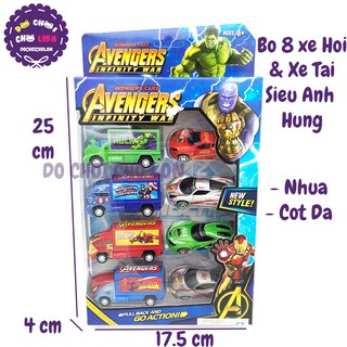 Đồ chơi 8 xe hơi & xe tải siêu anh hùng bằng nhựa chạy trớn 757-16b