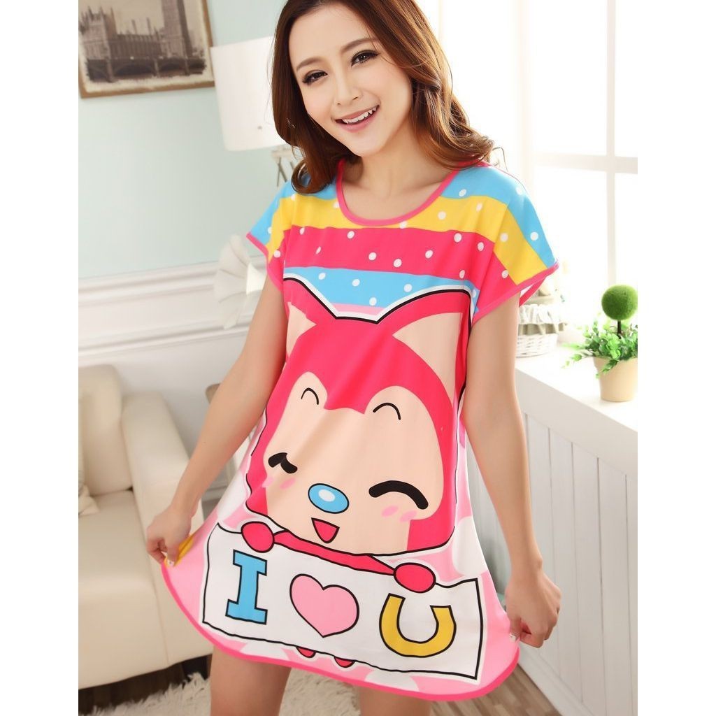 Đầm ngủ ngắn tay hoạt hình | BigBuy360 - bigbuy360.vn