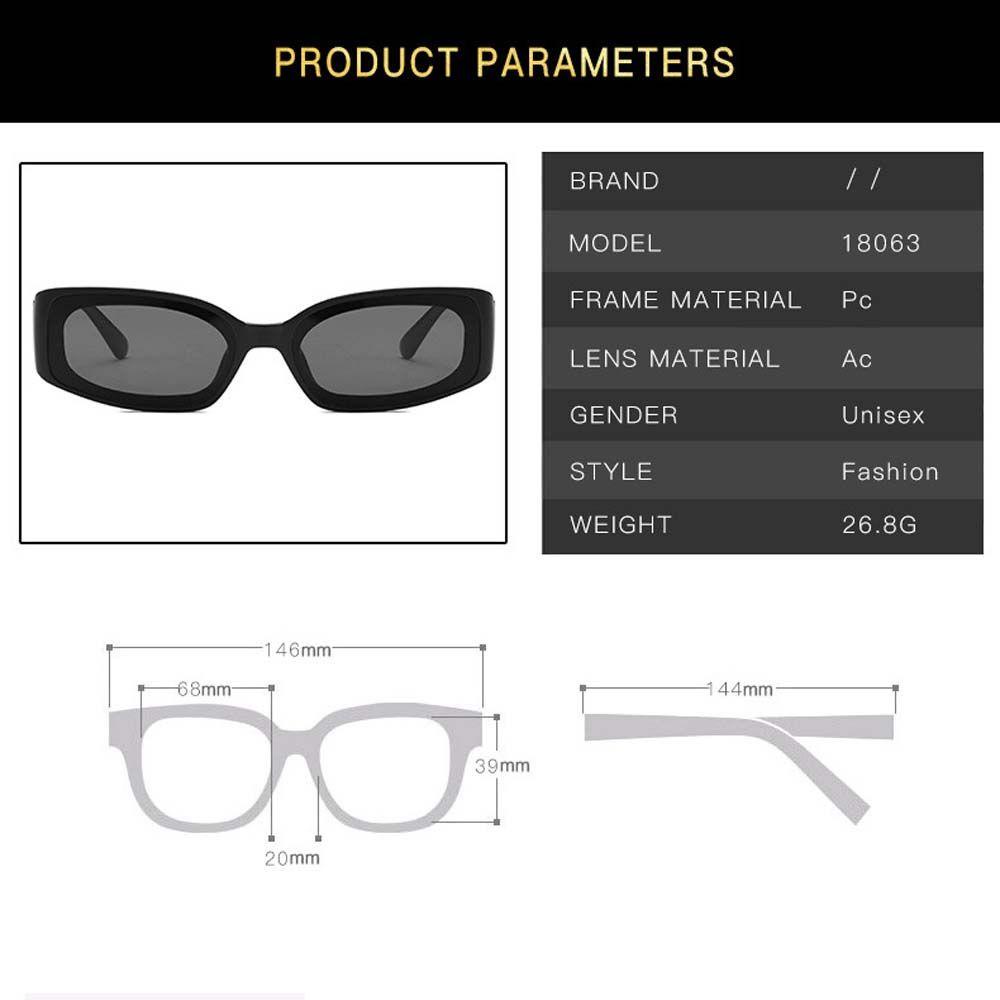 Kính Mát Gọng Chữ Nhật Nhỏ Màu Đen Phong Cách Âu Mỹ